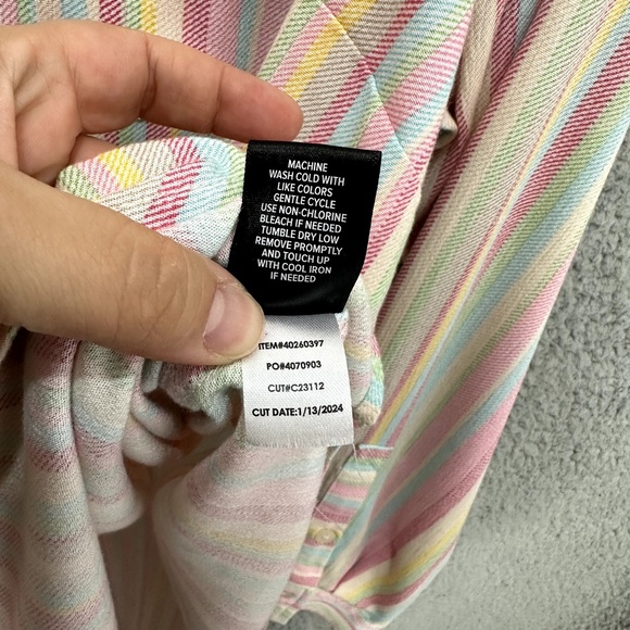 Torrid Button Shirt Women 2‎ Pastel Rainbow Stripe Soft Girl Y2K Preppy Casual - Picture 6 of 7